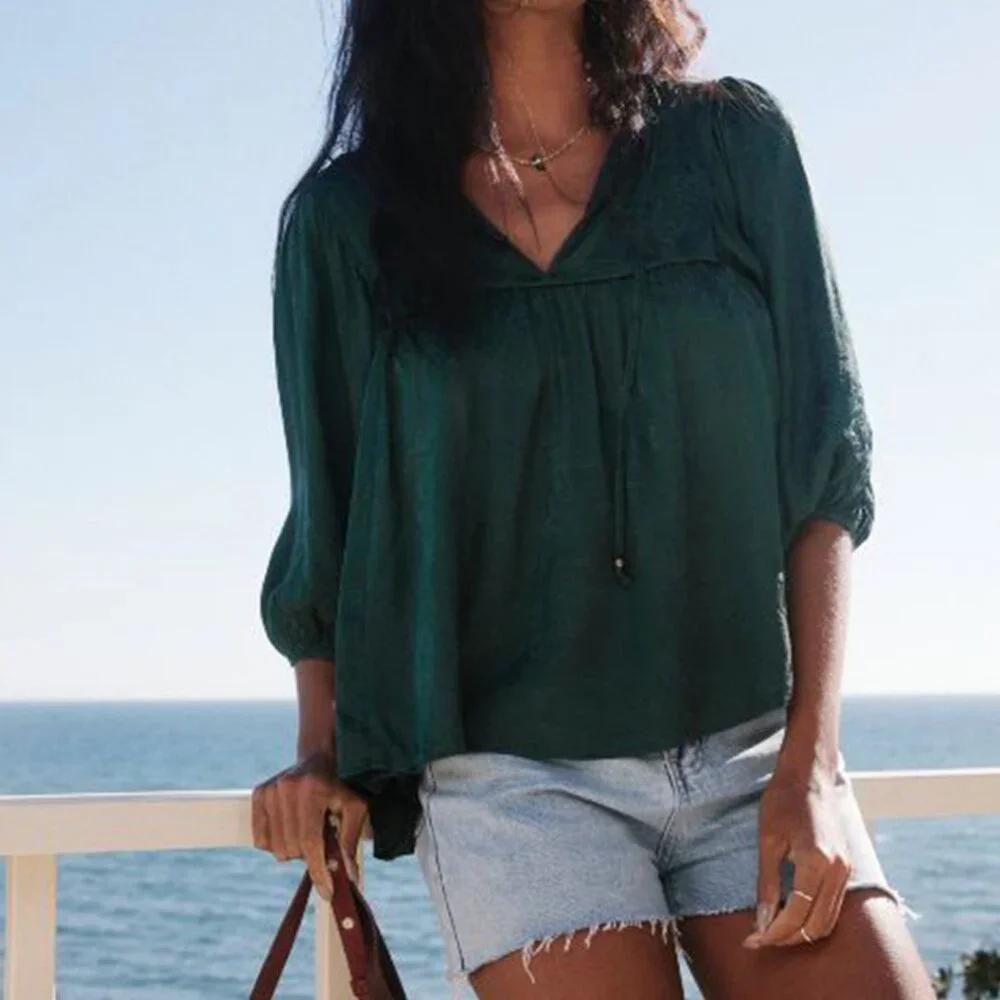 Auguste The Label Silk Green Jacquard Boho Peasant Blouse - AU 10/US M - Picture 5 of 7